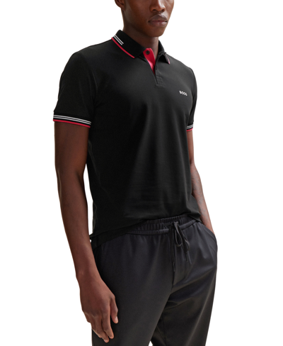 Hugo Boss Boss By  Men's Branded Slim-fit Polo Shirt In Black