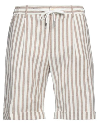 Tagliatore Man Shorts & Bermuda Shorts Khaki Size 32 Cotton, Linen, Elastane In Beige