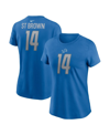 NIKE WOMEN'S NIKE AMON-RA ST. BROWN BLUE DETROIT LIONS PLAYER NAME AND NUMBER T-SHIRT