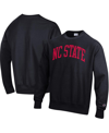 Champion Black Nc State Wolfpack Arch Reverse Weave Pullover Sweatshirt In Black