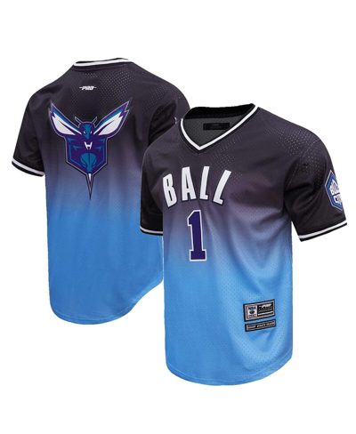 Pro Standard Men's Post Lamelo Ball Navy, Blue Charlotte Hornets Ombre Name And Number T-shirt In Navy,blue