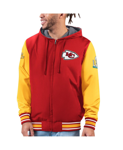 G-III SPORTS BY CARL BANKS MEN'S G-III SPORTS BY CARL BANKS RED, GOLD KANSAS CITY CHIEFS COMMEMORATIVE REVERSIBLE FULL-ZIP JACK