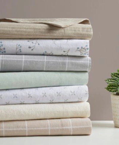 Beautyrest Extra Deep Pocket Cotton Flannel Sheet Sets In Beige Windowpane