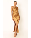 Petal And Pup Nadia One Shoulder Maxi Dress In Bronze