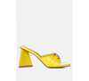 Shop London Rag Salisbury Horsebit Buckle Triangular Block Heel Sandals In Yellow