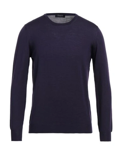 Drumohr Man Sweater Dark Purple Size 40 Cotton