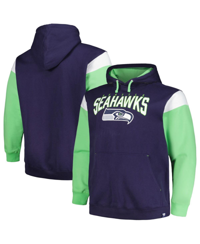 Profile Men's  College Navy Seattle Seahawks Big And Tall Trench Battle Pullover Hoodie