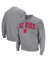 COLOSSEUM MEN'S COLOSSEUM HEATHER GRAY OLE MISS REBELS ARCH & LOGO PULLOVER SWEATSHIRT