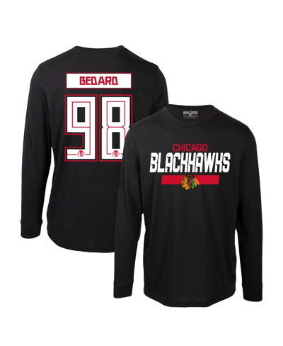 Levelwear Men's  Connor Bedard Black Chicago Blackhawks Oscar Name And Number Long Sleeve T-shirt