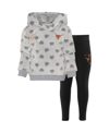 OUTERSTUFF GIRLS INFANT GRAY, BLACK TEXAS LONGHORNS HEART TO HEART PULLOVER HOODIE AND LEGGINGS SET