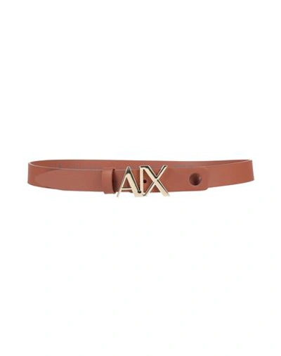 Armani Exchange Woman Belt Brown Size 30 Bovine Leather In Brown