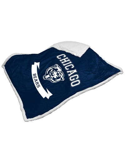 Logo Brands Chicago Bears Print Sherpa Blanket In Navy