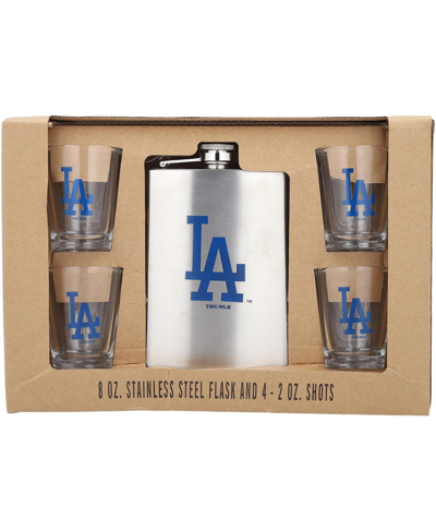 Memory Company Los Angeles Dodgers 8 oz Stainless Steel Flask And 2 oz Shot Glass Set In Silver