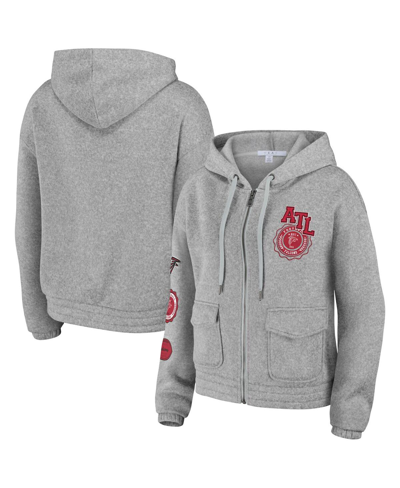 Wear By Erin Andrews Women's  Heather Gray Atlanta Falcons Full-zip Hoodie