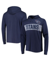 47 BRAND MEN'S '47 BRAND NAVY DISTRESSED TENNESSEE TITANS FIELD FRANKLIN HOODED LONG SLEEVE T-SHIRT