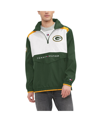 TOMMY HILFIGER MEN'S TOMMY HILFIGER GREEN, WHITE GREEN BAY PACKERS CARTER HALF-ZIP HOODED TOP