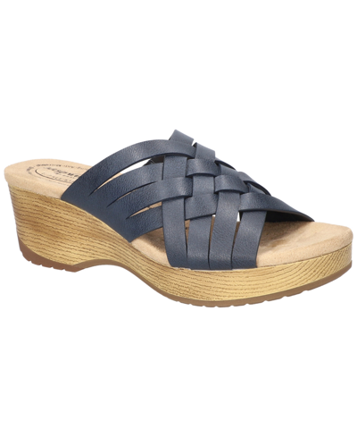 Easy Street Women's Rosanna Slip-on Slip Resistant Wedge Sandals In Navy