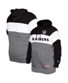 New Era Men's  Black Distressed Oakland Raiders Big And Tall Throwback Colorblock Pullover Hoodie In Black