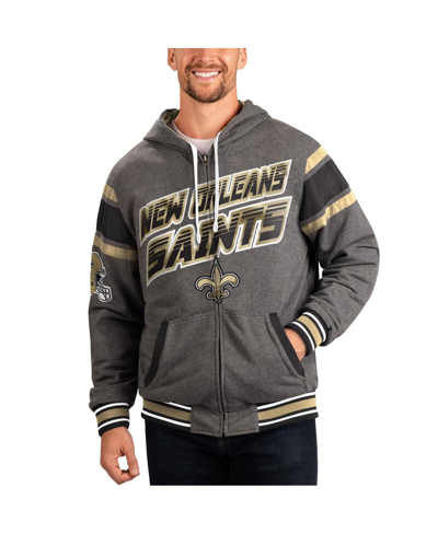 G-iii Sports By Carl Banks Men's  Gray, Black New Orleans Saints Extreme Full Back Reversible Hoodie In Gray,black