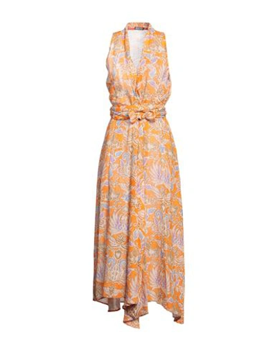 Maliparmi Malìparmi Woman Maxi Dress Orange Size 4 Linen, Cotton