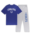 Concepts Sport Men's  Royal, Heather Gray Indianapolis Colts Big And Tall T-shirt And Pants Sleep Set In Royal,heather Gray