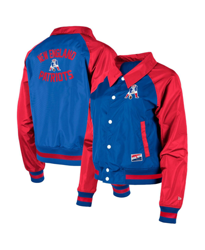NEW ERA WOMEN'S NEW ERA ROYAL NEW ENGLAND PATRIOTS COACHES RAGLAN FULL-SNAP JACKET