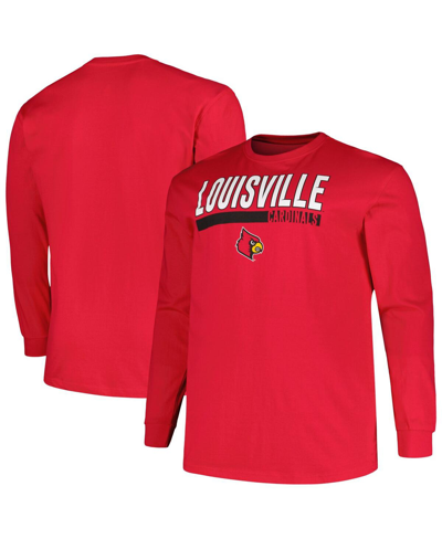 Profile Men's  Red Louisville Cardinals Big And Tall Two-hit Long Sleeve T-shirt