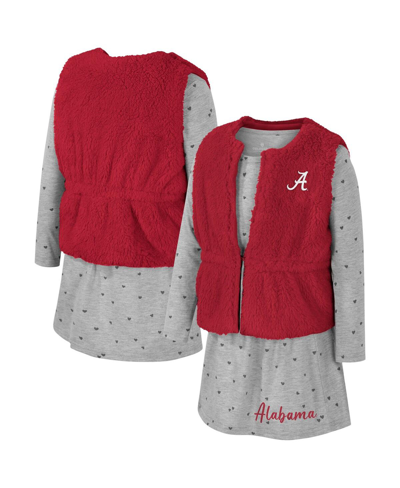 Colosseum Babies' Girls Toddler  Crimson Alabama Crimson Tide Meowing Vest And Dress Set