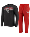 Concepts Sport Men's  Red, Heathered Charcoal Distressed Dayton Flyers Meter Long Sleeve T-shirt And In Red,heathered Charcoal