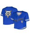 MITCHELL & NESS WOMEN'S MITCHELL & NESS ROYAL KENTUCKY WILDCATS VAULT CROPPED V-NECK BUTTON-UP SHIRT