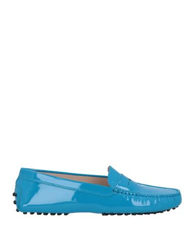 Tod's Woman Loafers Azure Size 7.5 Soft Leather In Blue