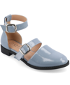 Journee Collection Collection Women's Constance Wide Width Flat In Light Blue Faux Leather- Polyurethane