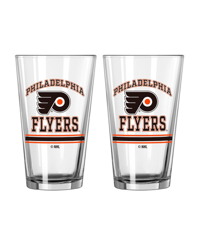 Logo Brands Philadelphia Flyers 16 oz Pint Glass Two Pack In Clear