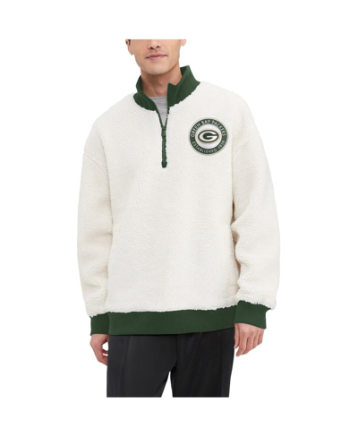 Tommy Hilfiger Men's  Cream Green Bay Packers Jordan Sherpa Quarter-zip Sweatshirt In Cream,green