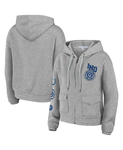 Wear By Erin Andrews Women's  Heather Gray Indianapolis Colts Full-zip Hoodie