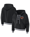 WEAR BY ERIN ANDREWS WOMEN'S WEAR BY ERIN ANDREWS BLACK DENVER BRONCOS LACE-UP PULLOVER HOODIE