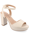 Journee Collection Women's Nairri Wide Width Platform Block Heel Dress Sandals In Bone Faux Leather- Polyurethane,polyest