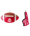 MEMORY COMPANY THE MEMORY COMPANY OHIO STATE BUCKEYES FOOTBALL AND FOAM FINGER ORNAMENT TWO-PACK