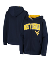 COLOSSEUM BIG BOYS NAVY WEST VIRGINIA MOUNTAINEERS APPLIQUE ARCH AND LOGO FULL-ZIP HOODIE