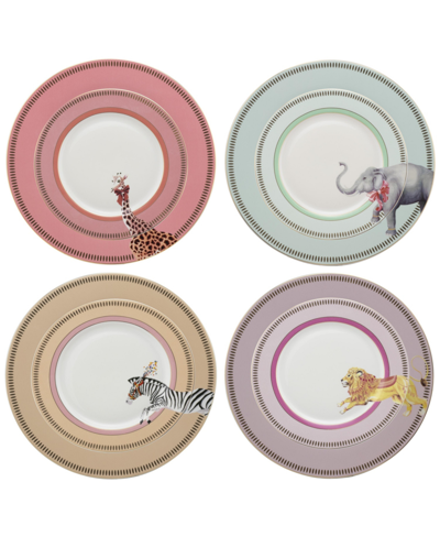 Yvonne Ellen Animal Dinner Plates, Set Of 4 In Multi
