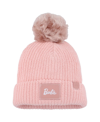 LOVE YOUR MELON WOMEN'S LOVE YOUR MELON PINK BARBIE SATIN LINED CUFFED KNIT HAT WITH POM