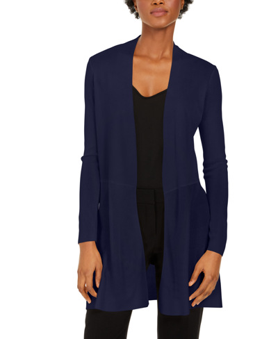 Anne Klein Monterey Open-front Longline Cardigan In Distant Mountain