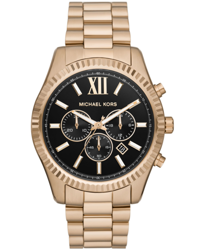 Michael Kors Men's Lexington Chronograph Beige Gold-tone Stainless Steel Watch 44mm