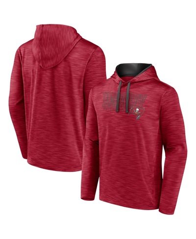 FANATICS MEN'S FANATICS HEATHER RED TAMPA BAY BUCCANEERS HOOK AND LADDER PULLOVER HOODIE