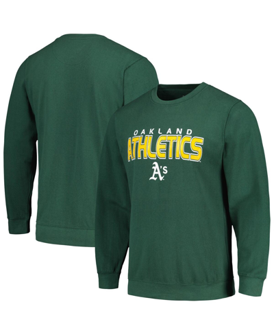 STITCHES MEN'S STITCHES GREEN OAKLAND ATHLETICS PULLOVER SWEATSHIRT