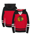OUTERSTUFF PRESCHOOL BOYS AND GIRLS RED CHICAGO BLACKHAWKS AGELESS REVISITED LACE-UP V-NECK PULLOVER HOODIE