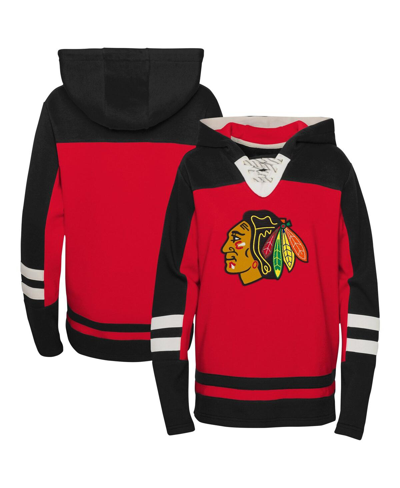 Outerstuff Babies' Preschool Boys And Girls Red Chicago Blackhawks Ageless Revisited Lace-up V-neck Pullover Hoodie