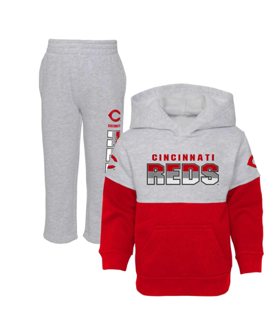 Outerstuff Babies' Toddler Boys And Girls Red, Heather Gray Cincinnati Reds Two-piece Playmaker Set In Red,heather Gray