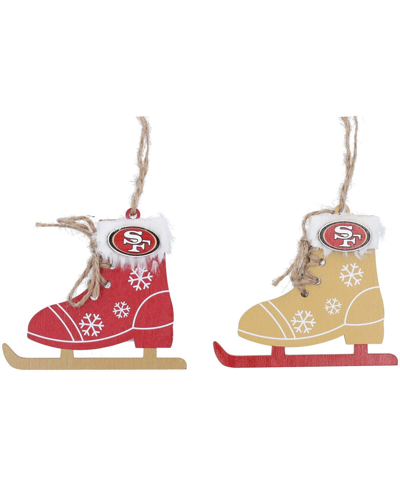 Memory Company The  San Francisco 49ers Two-pack Ice Skate Ornament Set In Cream,red