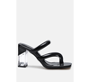 LONDON RAG ERISED CLEAR BLOCK HEEL CROSS STRAP SANDALS